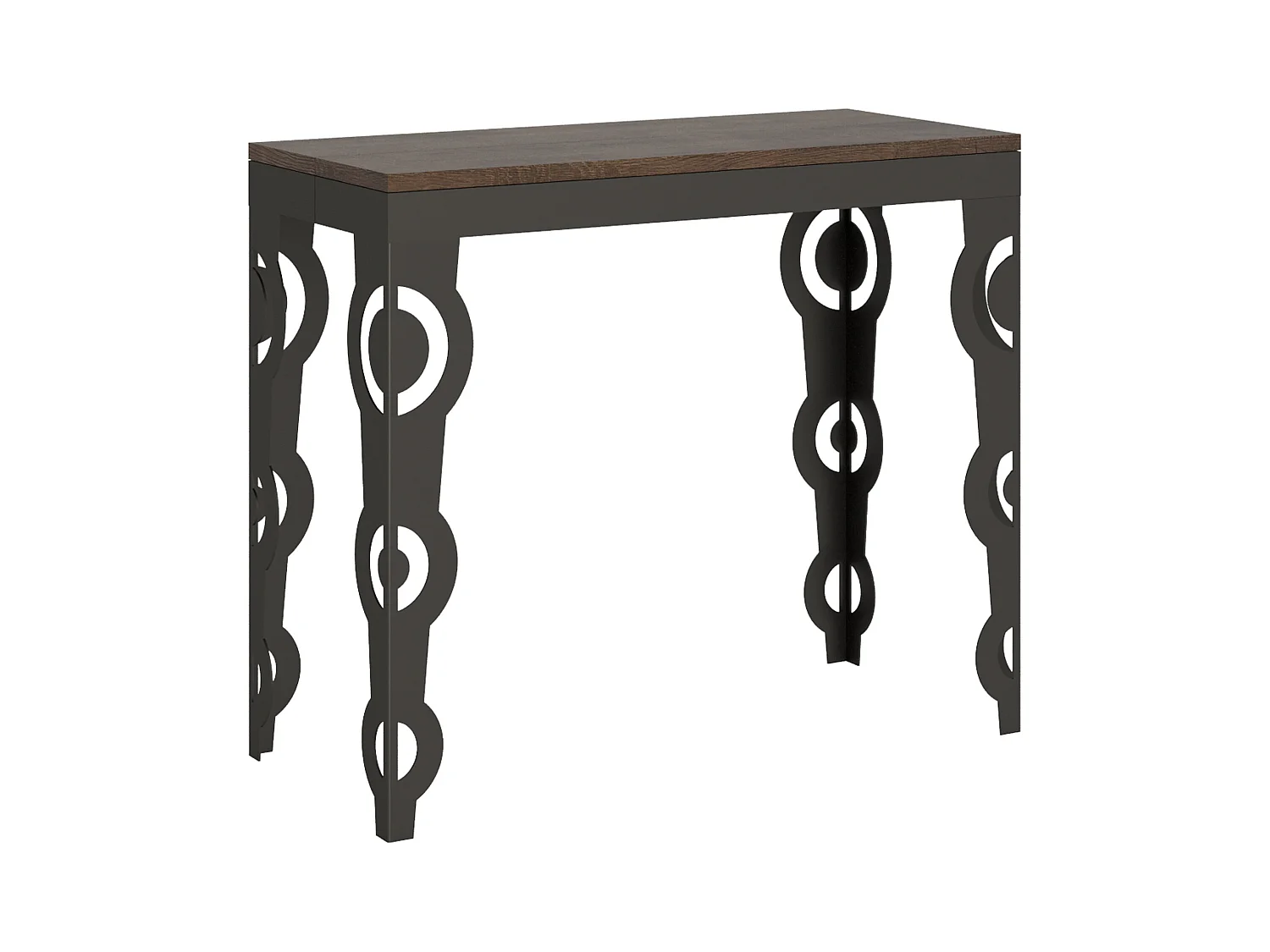 Console extensible 90x40/196 cm Karamay Small Evolution Noyer cadre Anthracite