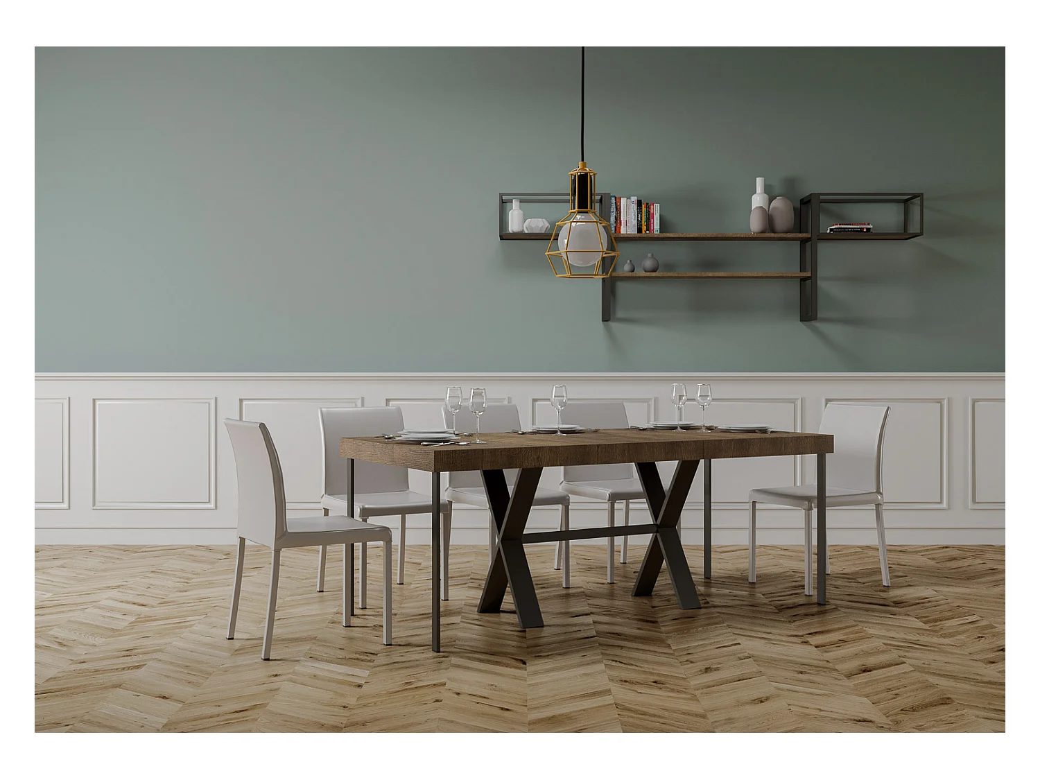 Wysuwana konsola 90x40/196 cm Xenia Small Premium Orzech Struktura Antracyt