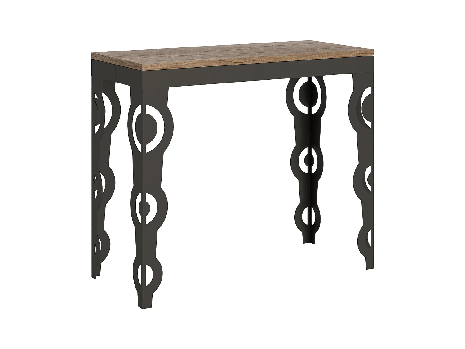 Console extensible 90x40/196 cm Karamay Small Evolution Chêne Nature cadre Anthracite