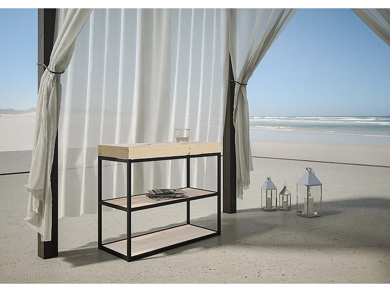 Console Camelia Premium Sapin Nature cadre Anthracite