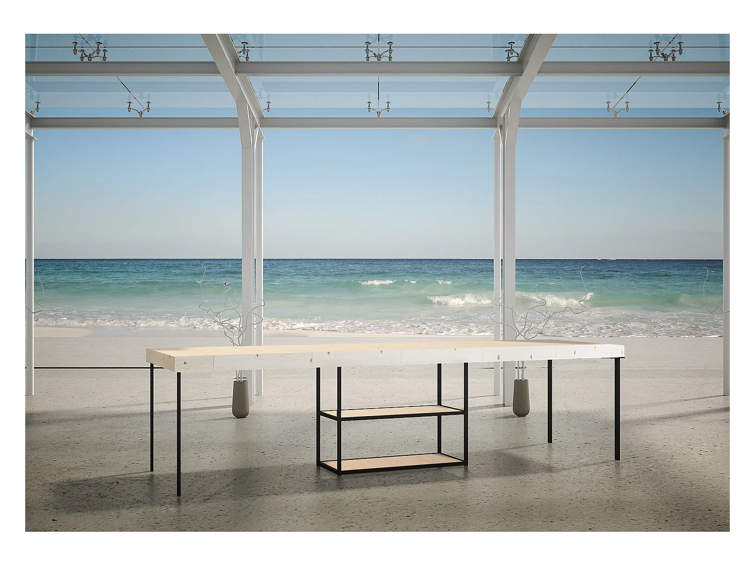 Console Camelia Premium Sapin Nature cadre Anthracite