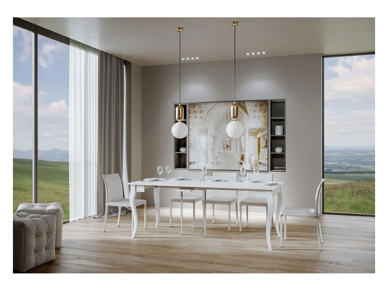 Consolle allungabile 90x48/204 cm Olanda Small bianco frassino