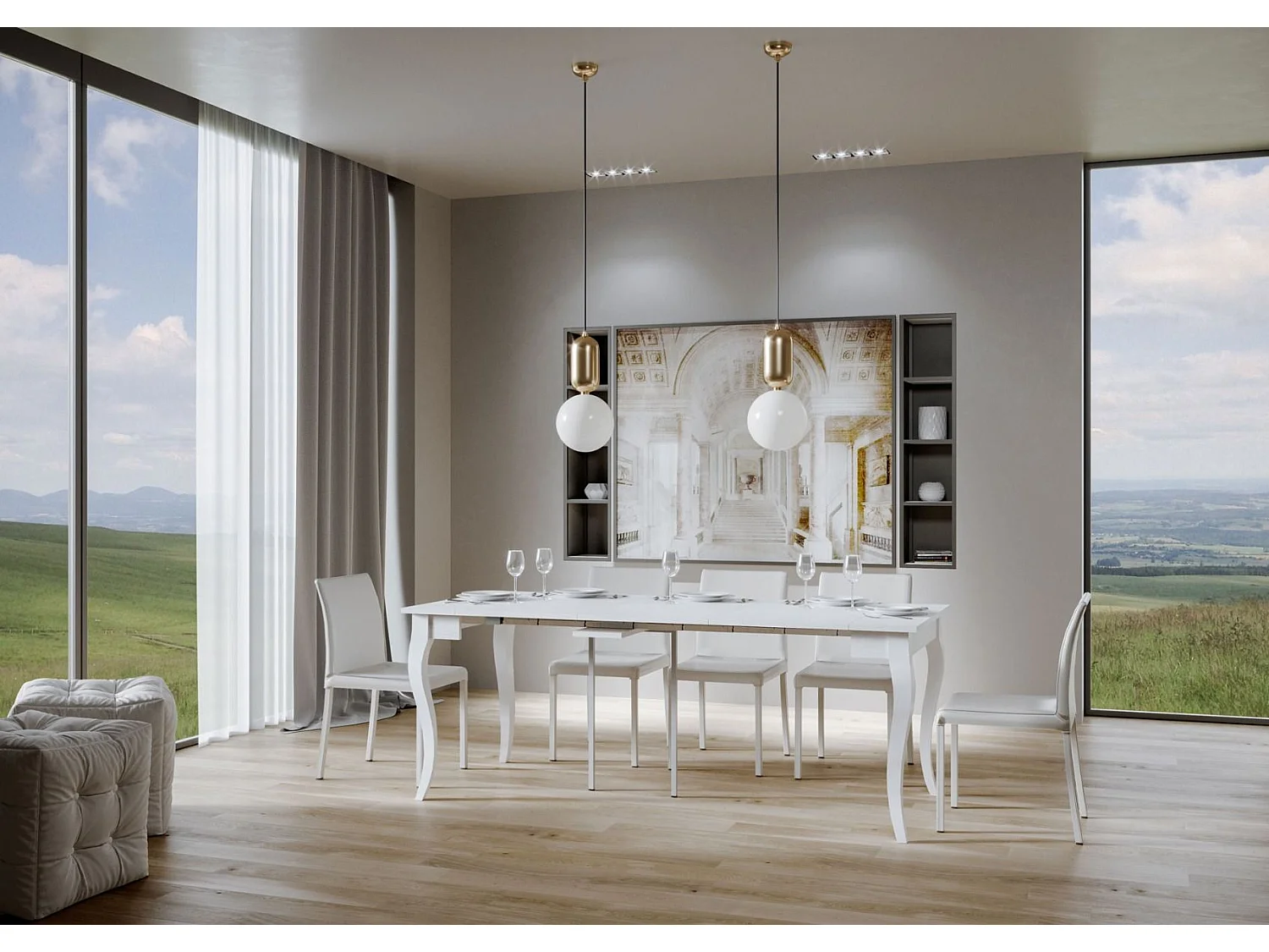 Konsola rozkładana 90x48/204 cm Olanda Small Frassino biała