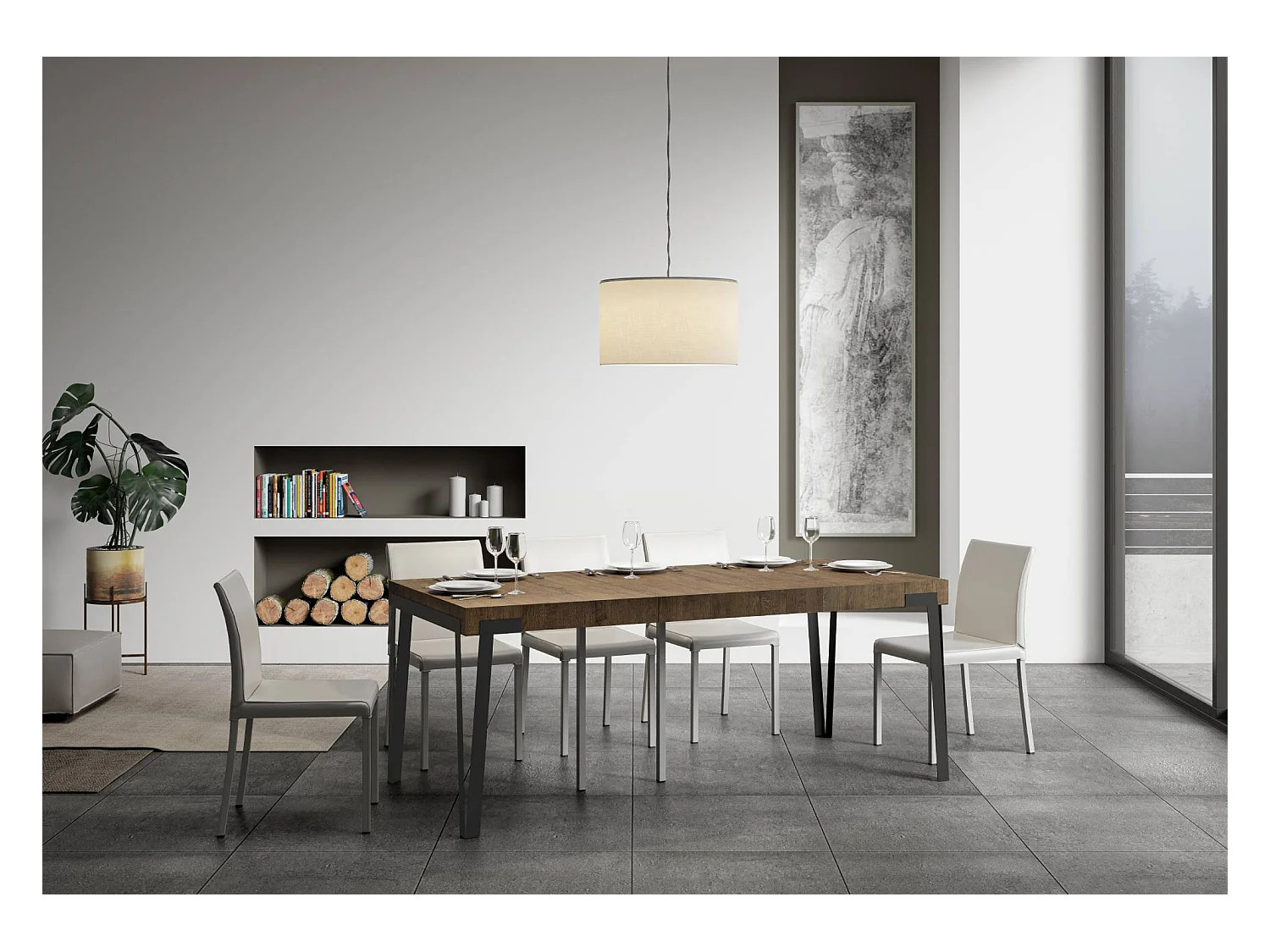 Rozkładana konsola 90x40/196 cm Rio Small Premium Struktura orzecha Antracyt