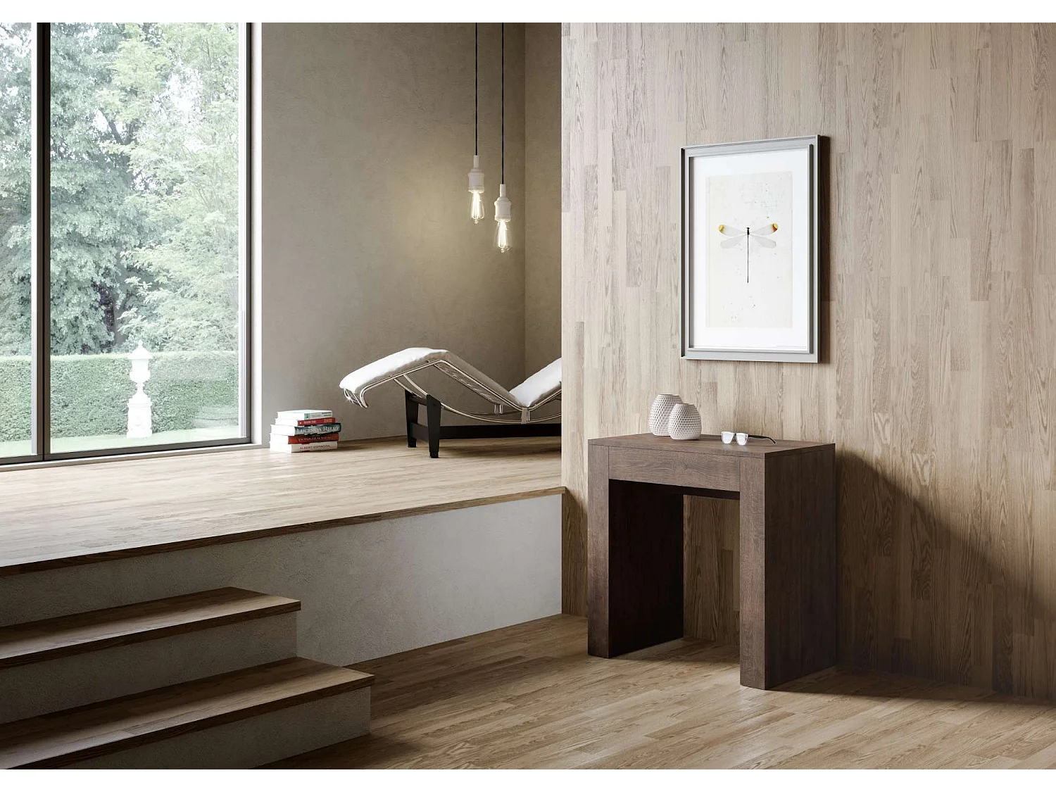 Console extensible 78x47/299 cm Allin noyer rallonges internes