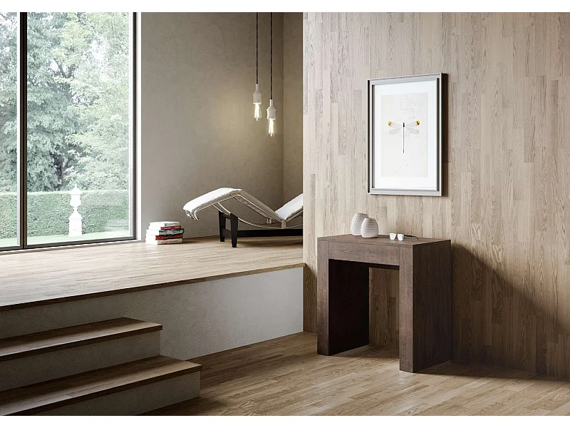 Ausziehbarer Konsolentisch 78x47/299 cm Allin Nussbaum mit Innenverlängerungen