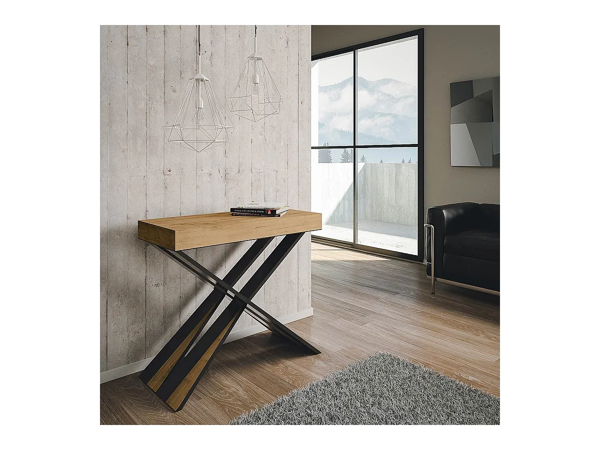 Consola extensible 90x40/300 cm Diago Premium Roble Nature Estructura Antracita