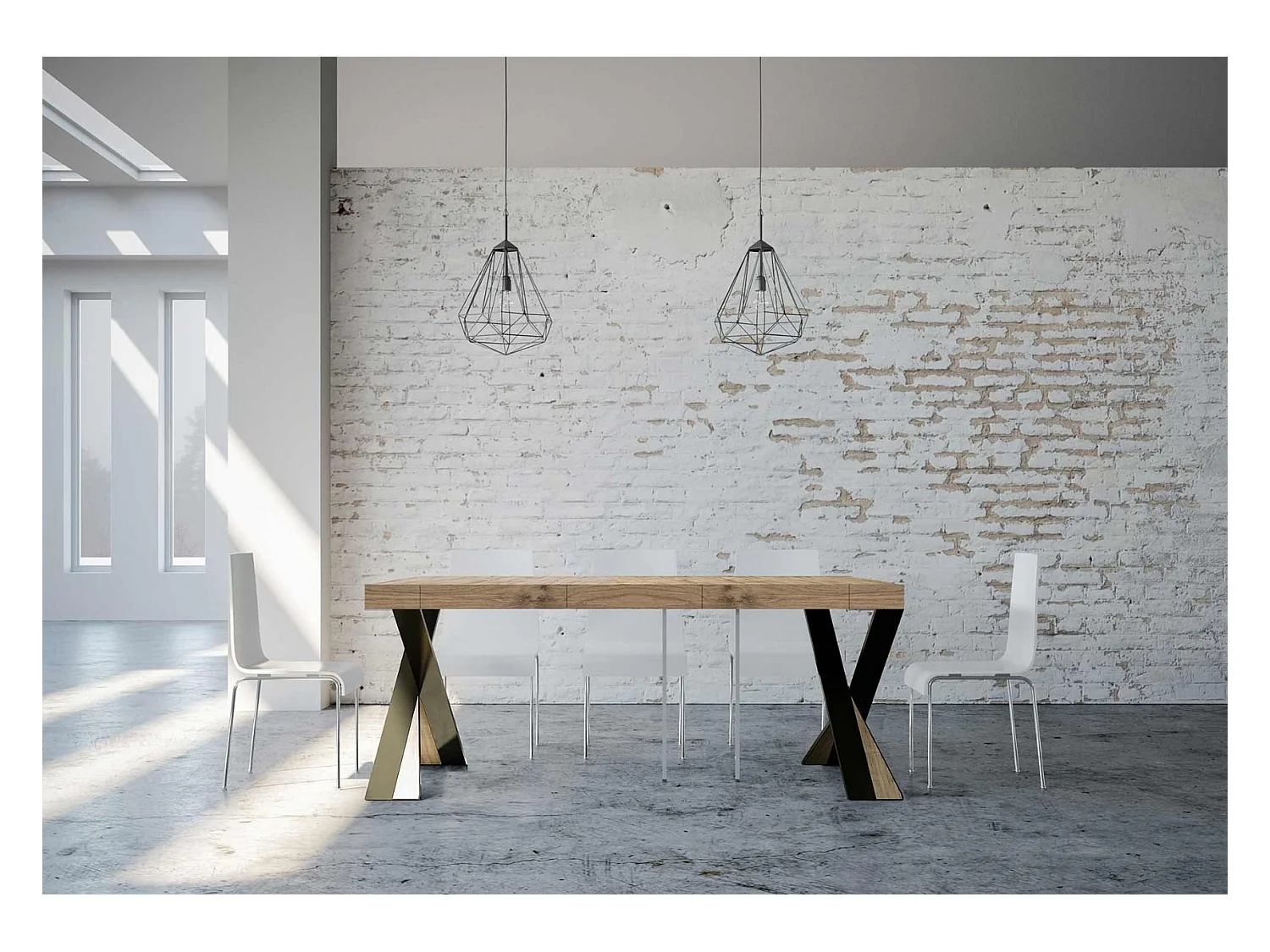 Consola extensible 90x40/300 cm Diago Premium Roble Nature Estructura Antracita