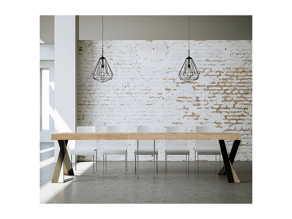 Consola extensible 90x40/300 cm Diago Premium Roble Nature Estructura Antracita