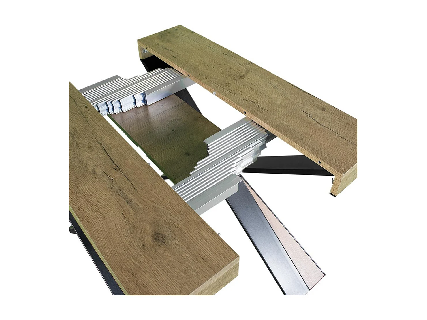 Uitschuifbare sidetable 90x40/300 cm Diago Premium natuur eiken met antraciet frame