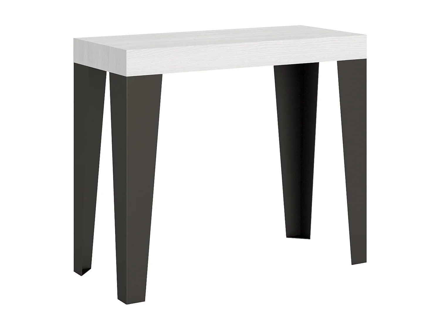 Console extensible 90x40/196 cm Flame Small Premium frêne blanc pieds anthracite