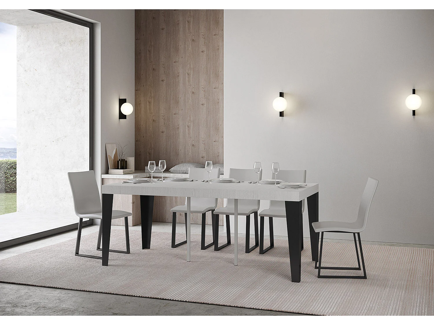 Consolle allungabile 90x40/196 cm Flame Small Premium bianco frassino