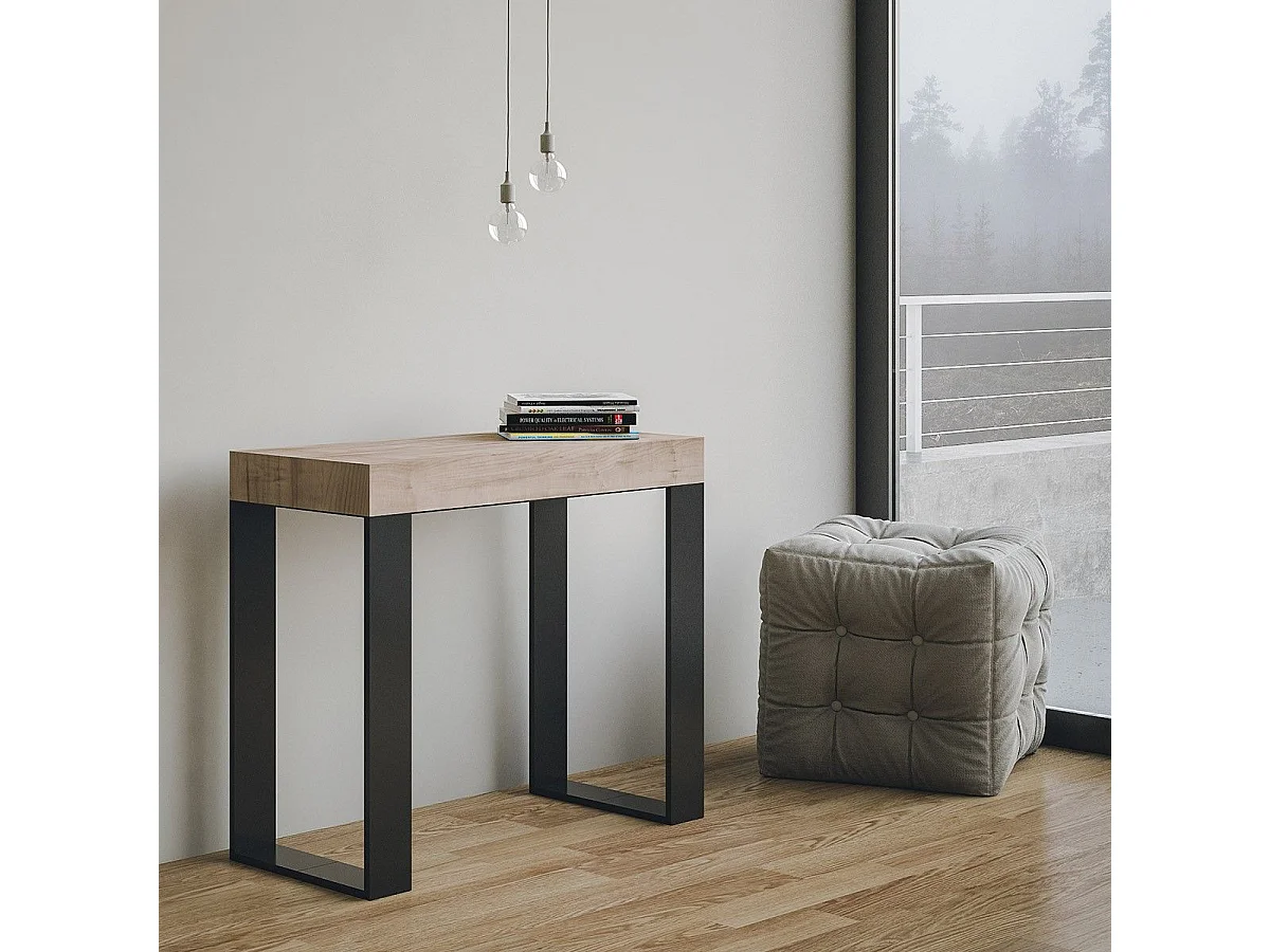 Console extensible 90x40/196 cm Tecno Small chêne nature pieds anthracite