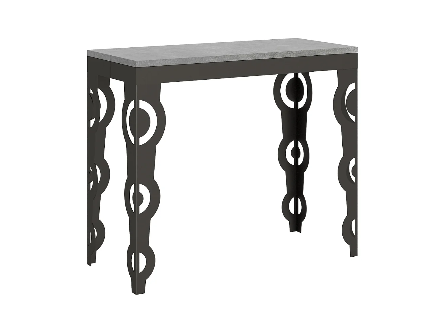Console extensible 90x40/196 cm Karamay Small Evolution Gris Béton cadre Anthracite