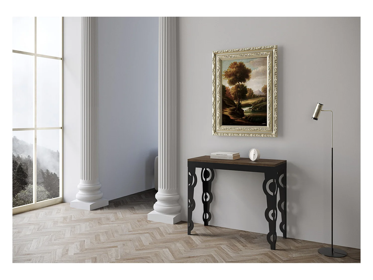 Consolle allungabile 90x40/300 cm Karamay Evolution Noce telaio Antracite