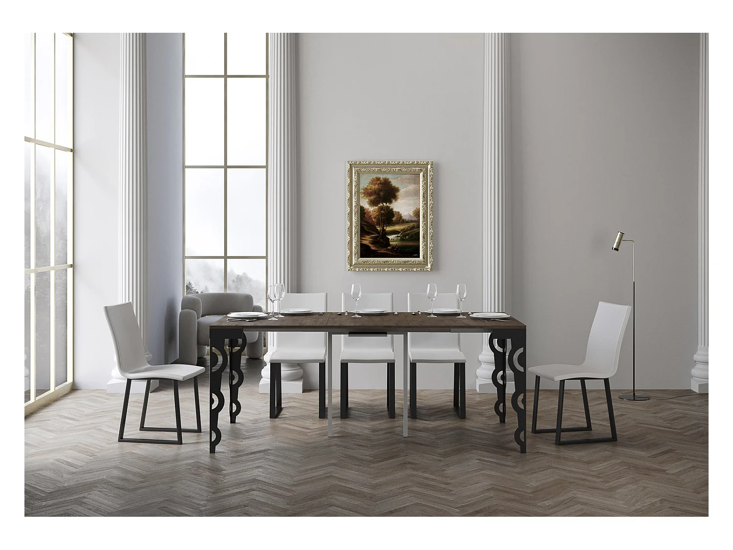 Consolle allungabile 90x40/300 cm Karamay Evolution Noce telaio Antracite