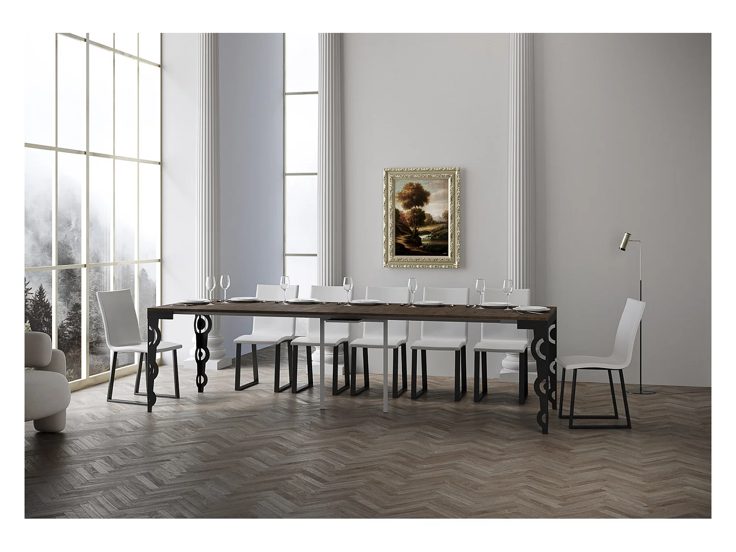 Consolle allungabile 90x40/300 cm Karamay Evolution Noce telaio Antracite