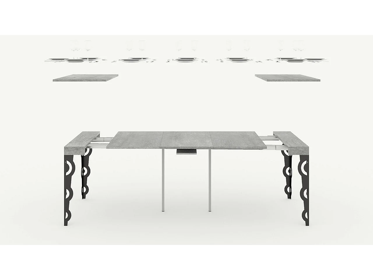 Karamay Evolution Udtrækkeligt Konsolbord 90x40/300 cm Valnød Antracit Stel