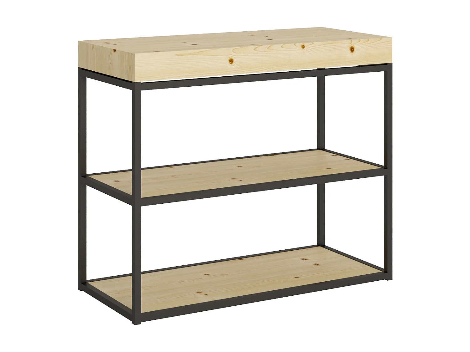 Consola extensible de madera maciza clara con patas de acero antracita de 40 a 190 cm Kanel - Premium-Versión Premium