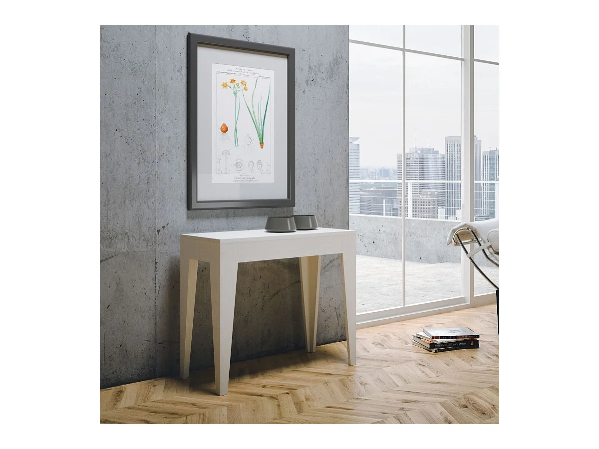 Konsola rozkładana 90x42/198 cm Isotta Small Biały Jesion
