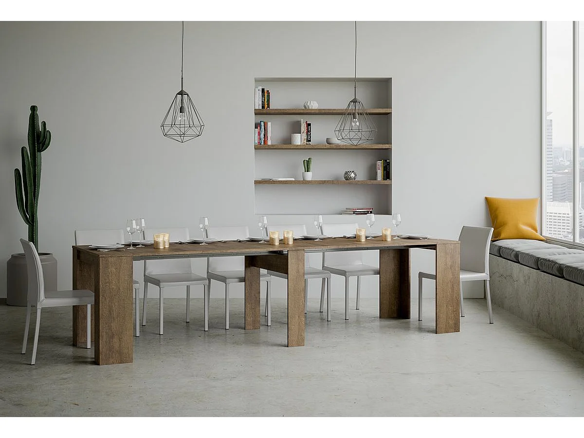 Mesa consola extensível 90x48/308 cm Basic Nogueira