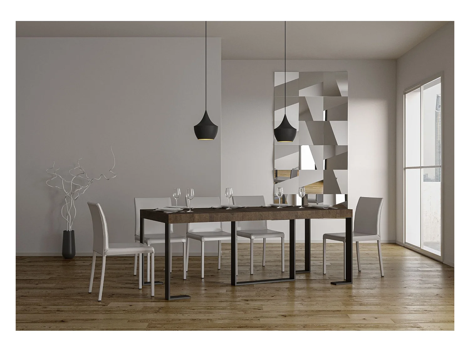 Consola extensible 90x40/300 cm Futura Premium estructura Nogal Antracita