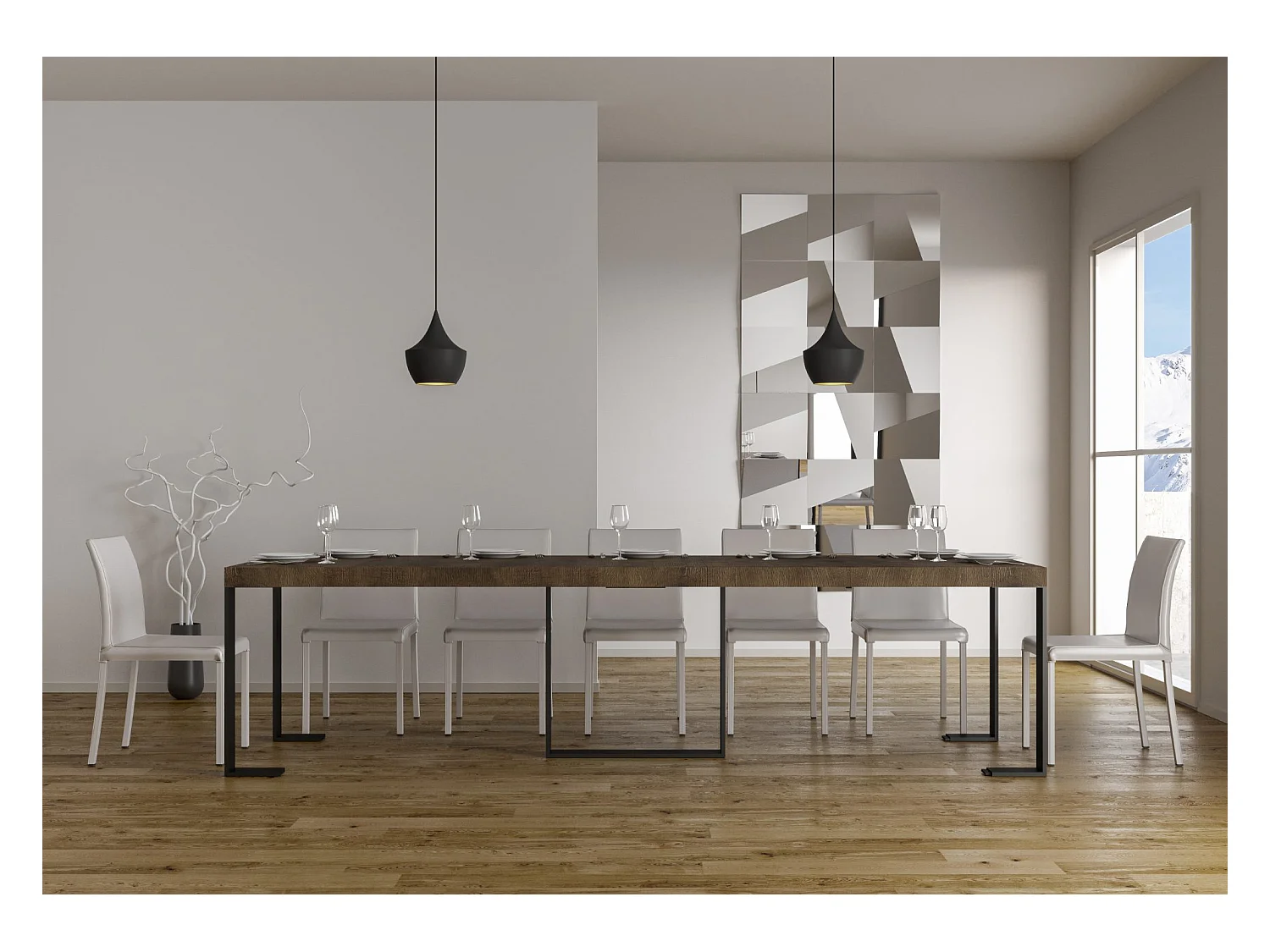 Consola extensible 90x40/300 cm Futura Premium estructura Nogal Antracita