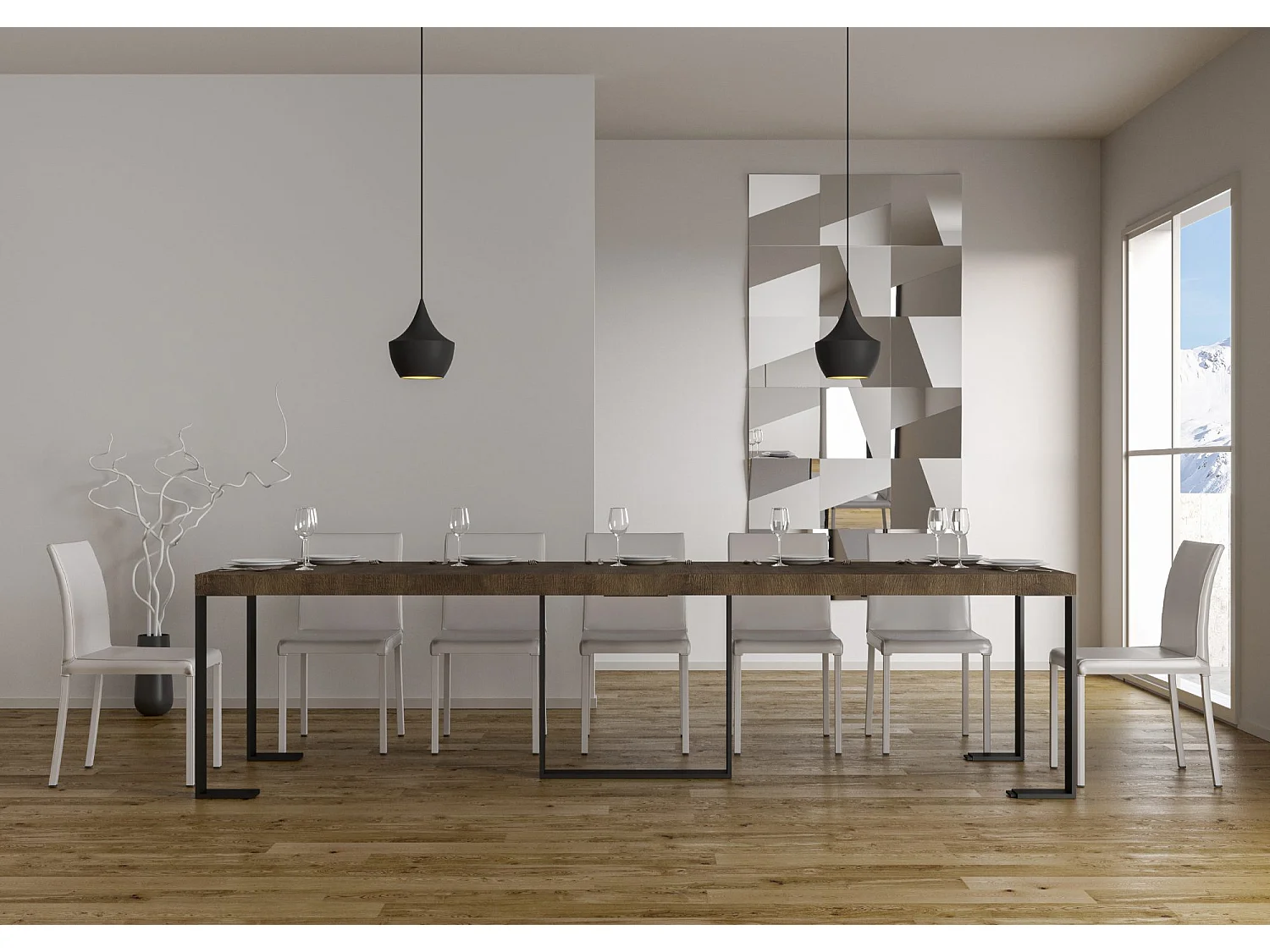 Consolle allungabile 90x40/300 cm Futura Premium Noce telaio Antracite