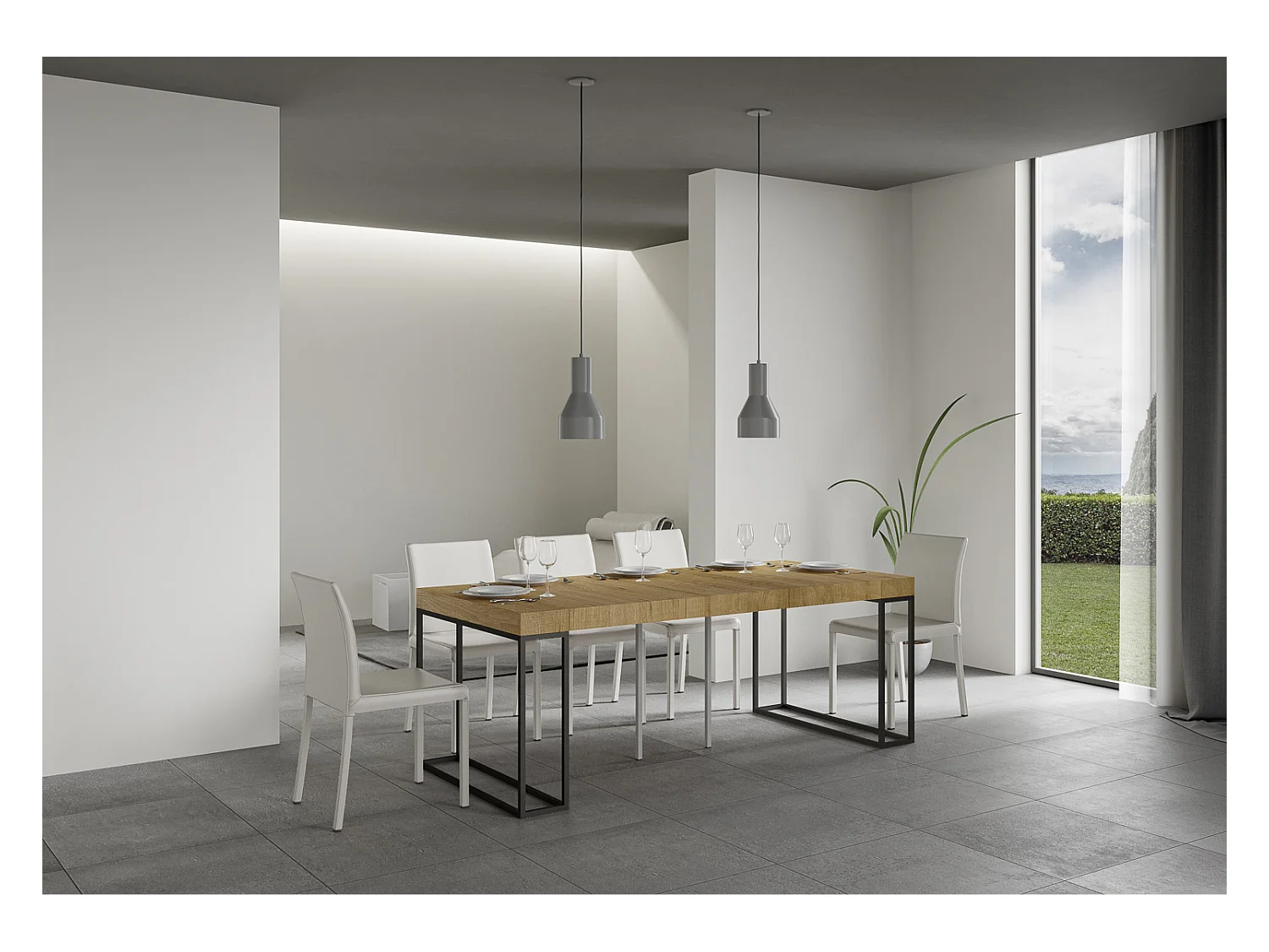 Rozkładana konsola 90x40/196 cm Epoca Small Premium Natural Dąb Struktura Antracyt