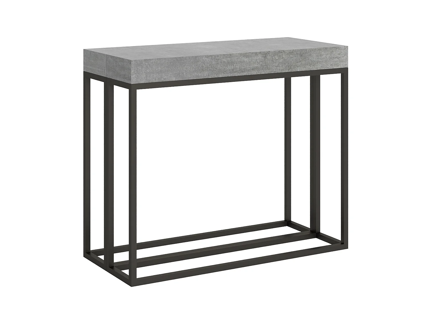 Console extensible 90x40/300 cm Epoca Gris Béton cadre Anthracite