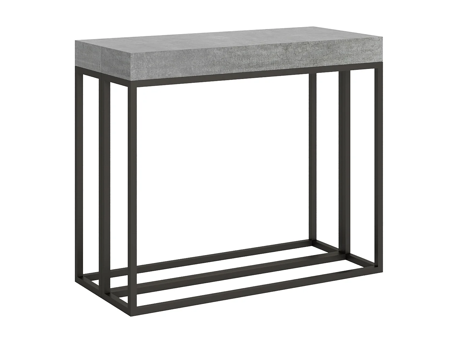 Console extensible 90x40/300 cm Epoca Gris Béton cadre Anthracite