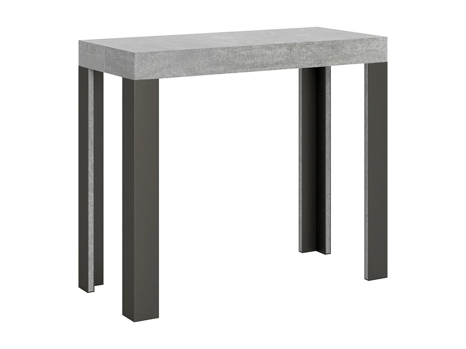 Uitschuifbare sidetable 90x40/300 cm Linea cement met antraciet frame