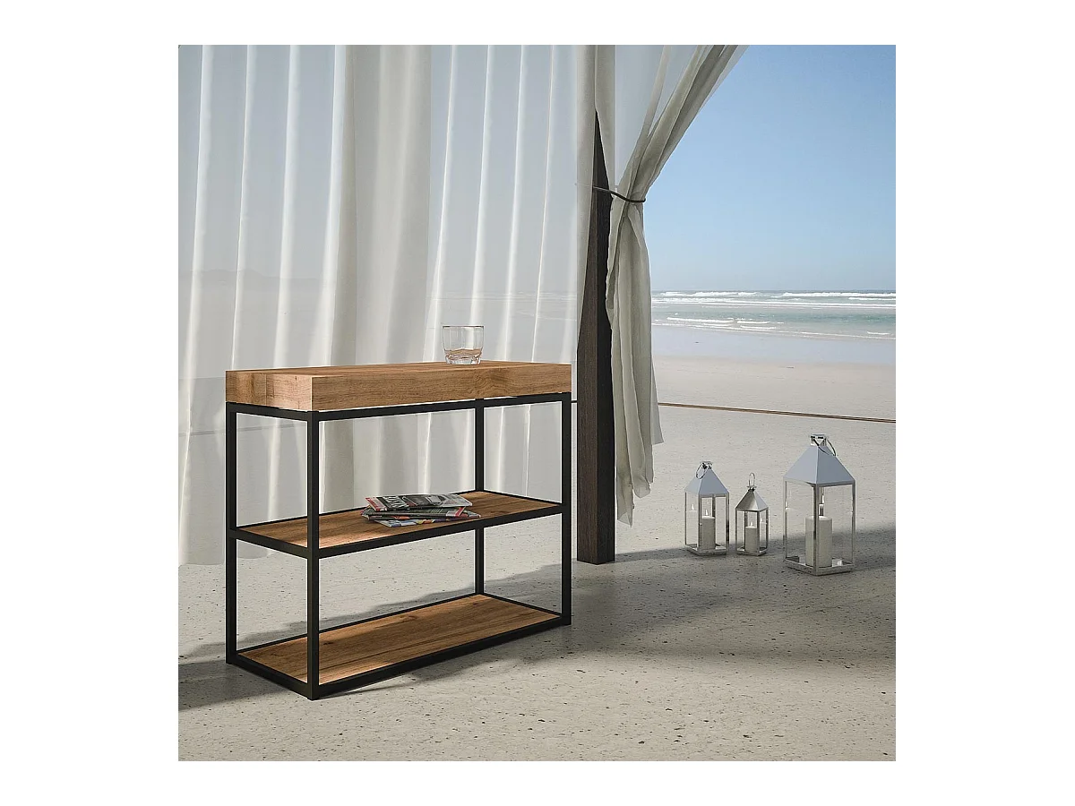 Rozkładana konsola 90x40/290 cm Plano barwiona jodła antracytowa