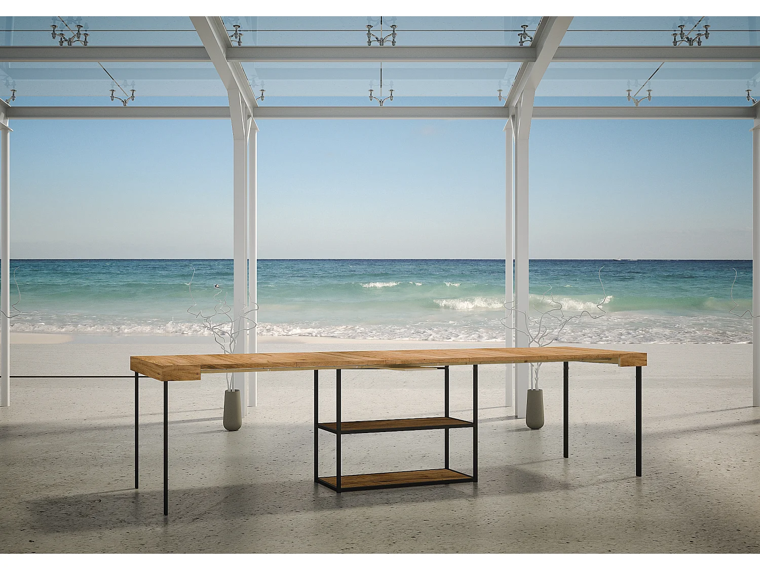 Rozkładana konsola 90x40/290 cm Plano barwiona jodła antracytowa