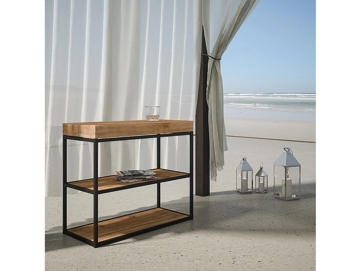 Rozkładana konsola 90x40/290 cm Plano barwiona jodła antracytowa