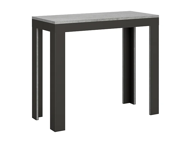 Uitschuifbare sidetable 90x40/196 cm Linea Evolution Small cement met antraciet frame
