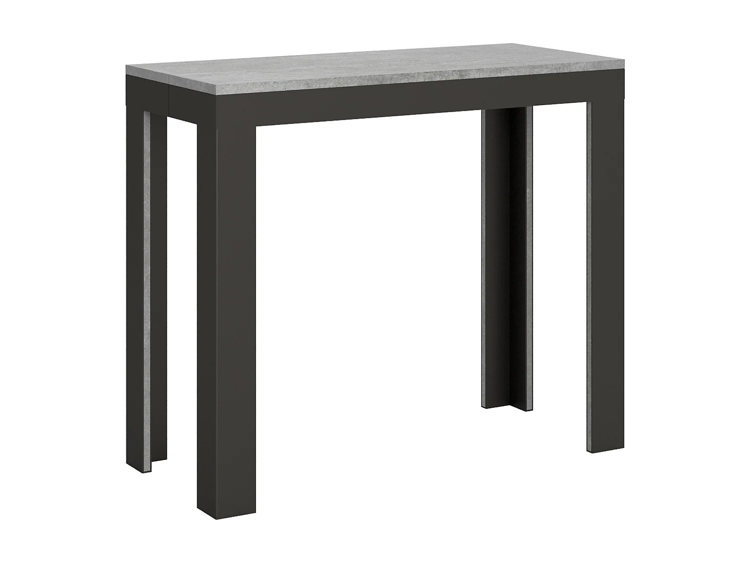 Console extensible 90x40/196 cm Linea Evolution Small Gris Béton cadre Anthracite