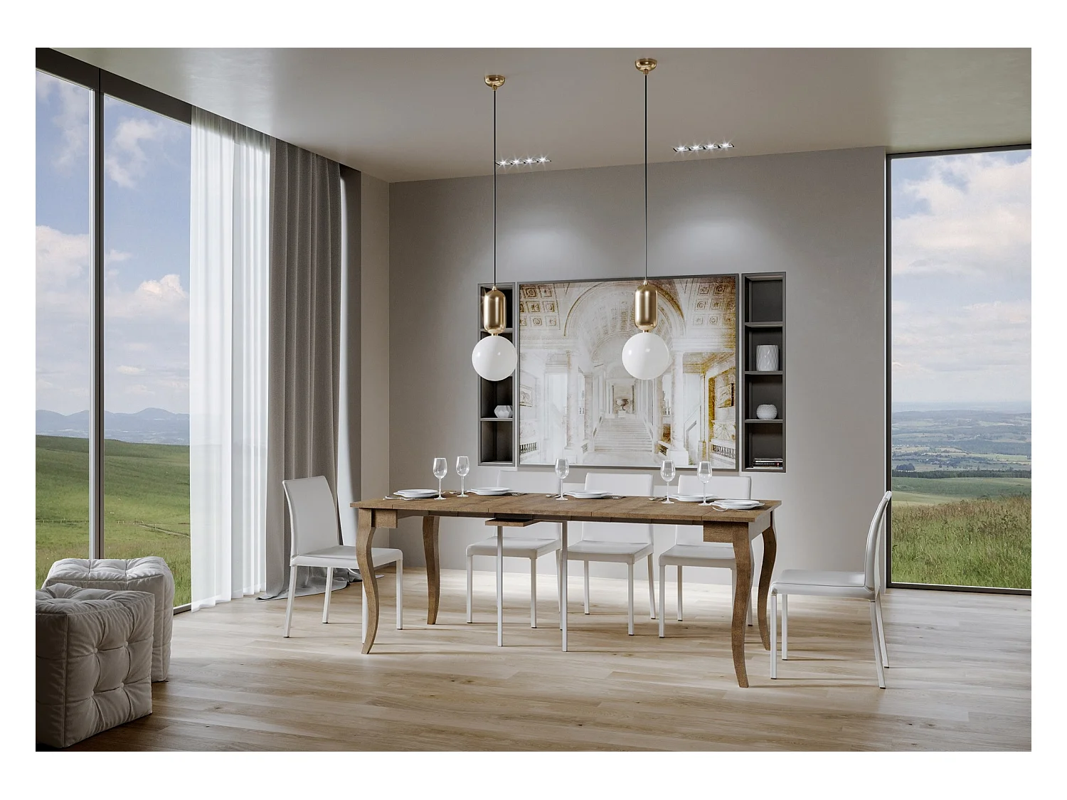 Consolle allungabile 90x48/308 cm Olanda noce