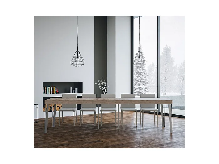 Rozkładana konsola 90x40/300 cm Rio Premium Dąb Naturalny Struktura Antracyt