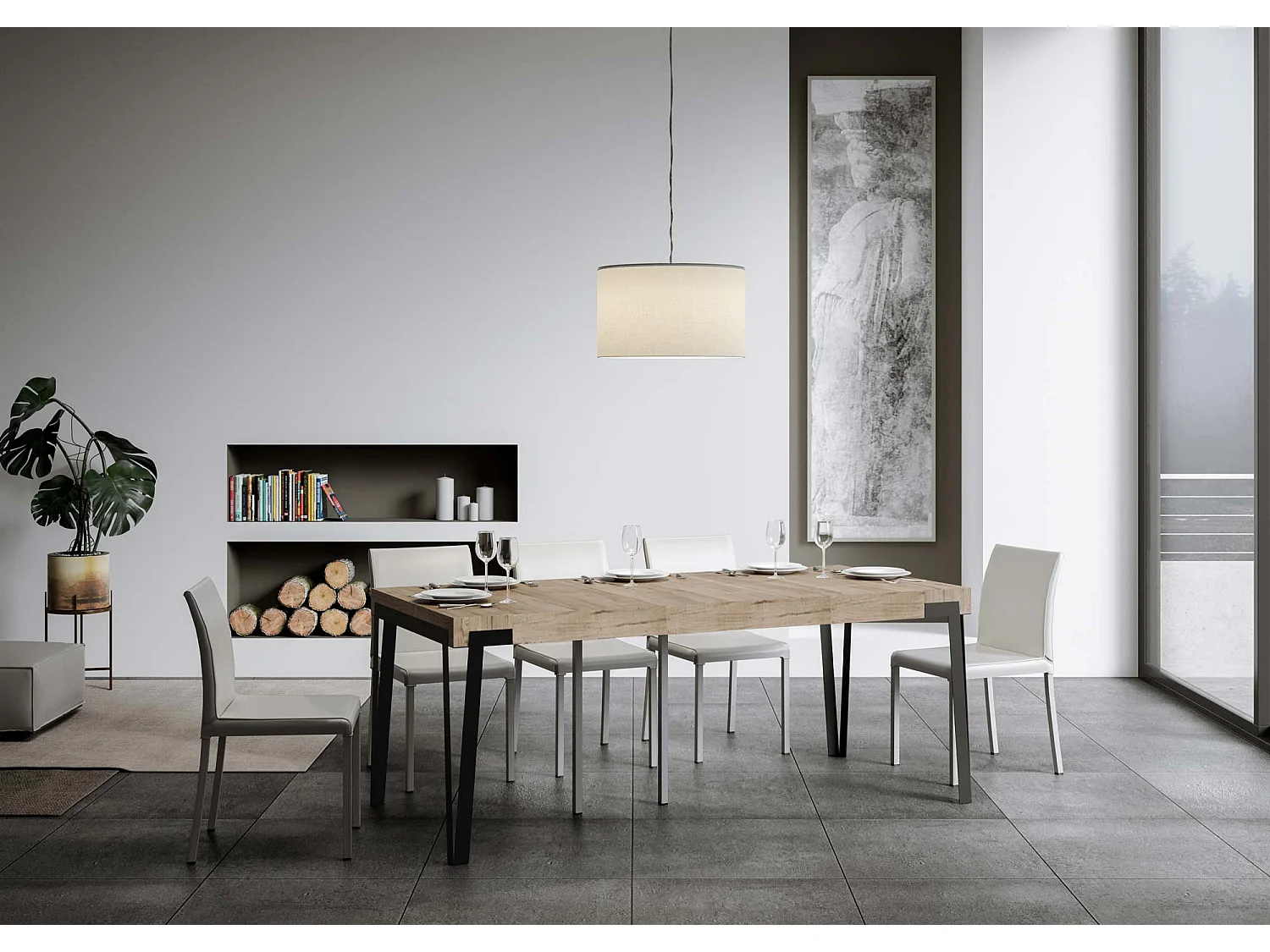 Rozkładana konsola 90x40/300 cm Rio Premium Dąb Naturalny Struktura Antracyt