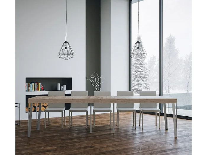 Rozkładana konsola 90x40/300 cm Rio Premium Dąb Naturalny Struktura Antracyt