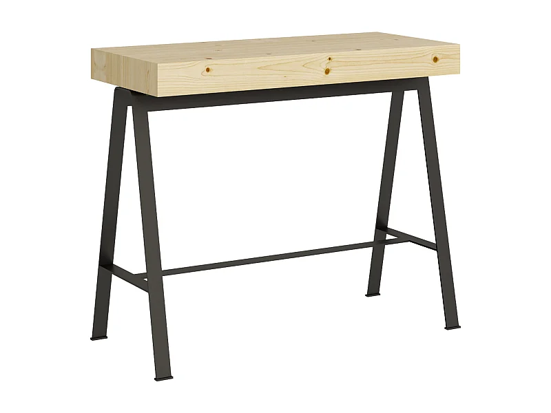 Uitschuifbare sidetable 90x40/300 cm Banco natuur eiken met antraciet frame