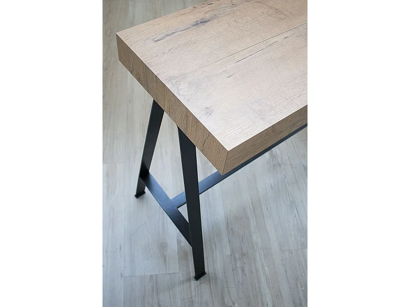 Console extensible 90x40/300 cm Banco Chêne Nature cadre Anthracite