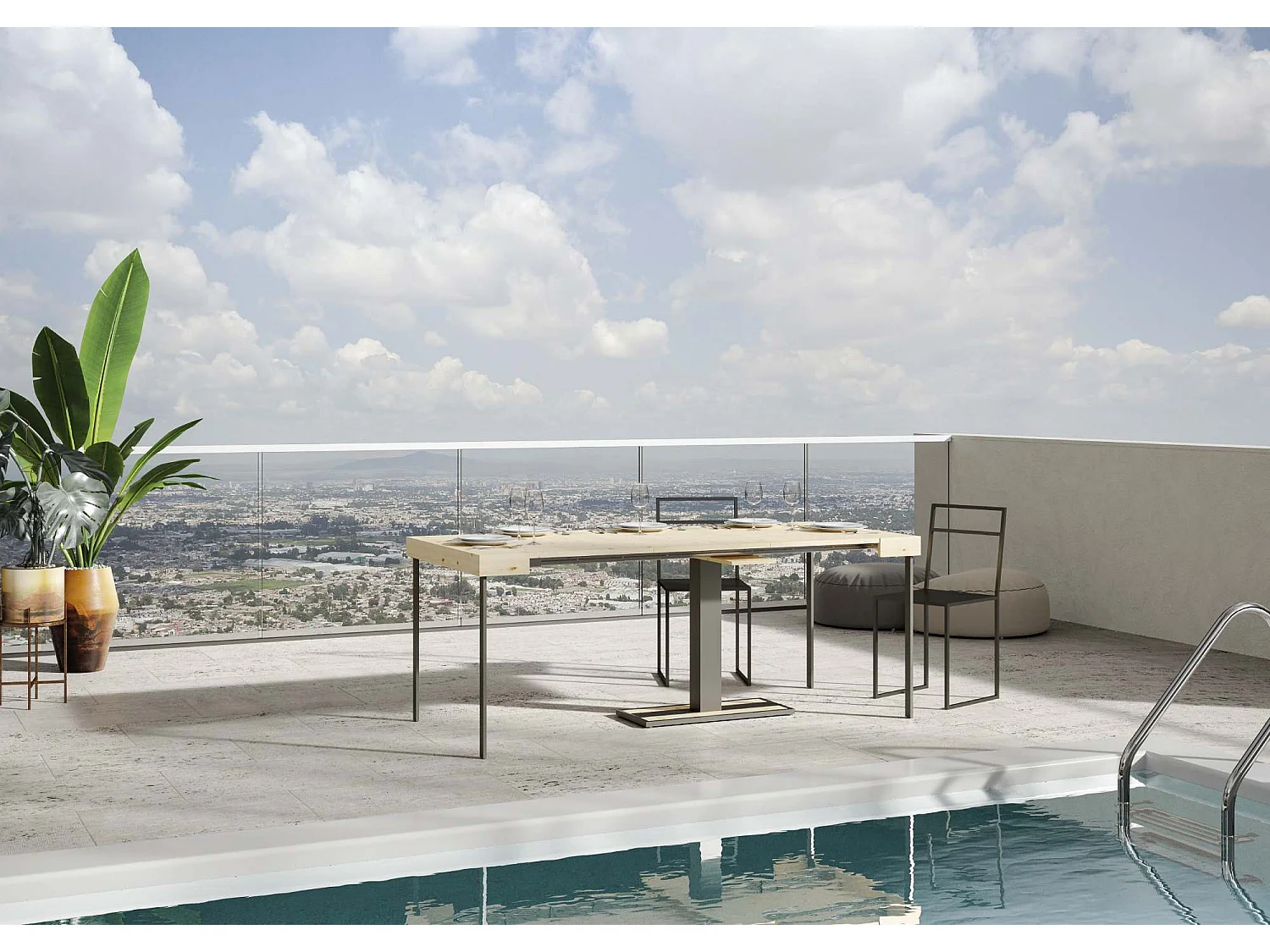 Console Mimosa Small Sapin Nature cadre Anthracite