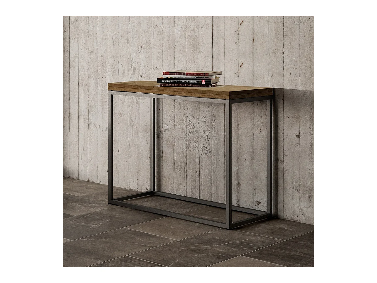 Consolle apribile 90x45/90 cm Nordica Libra Quercia Natura telaio Antracite