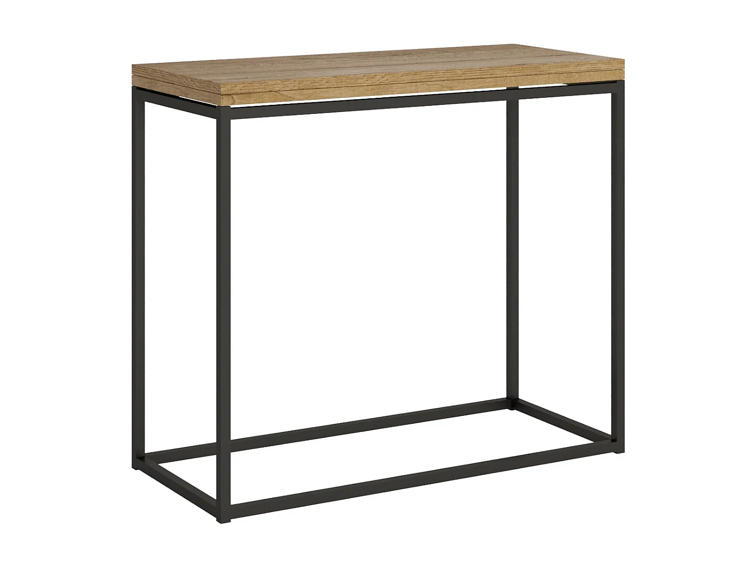 Uitschuifbare houten console en dunne antraciet metalen poten 90x45/90 cm Noro-Kleur Natuurlijk
