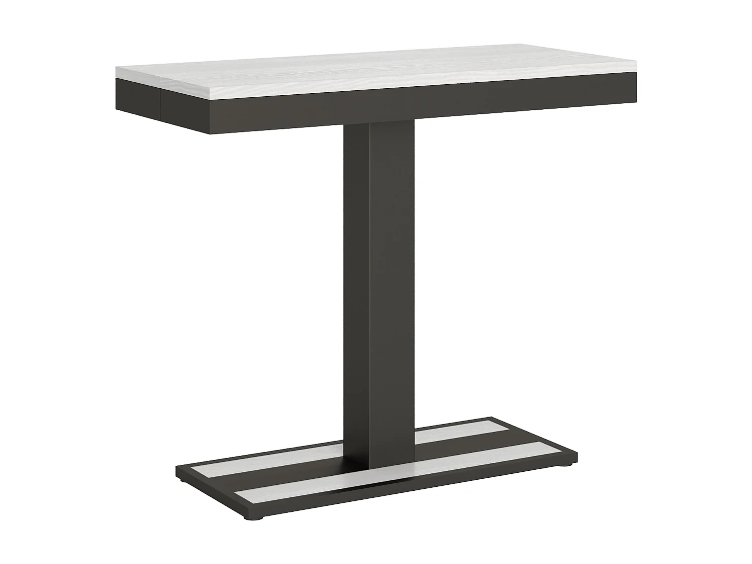 Console extensible 90x40/196 cm Capital Small Evolution Frêne Blanc cadre Anthracite