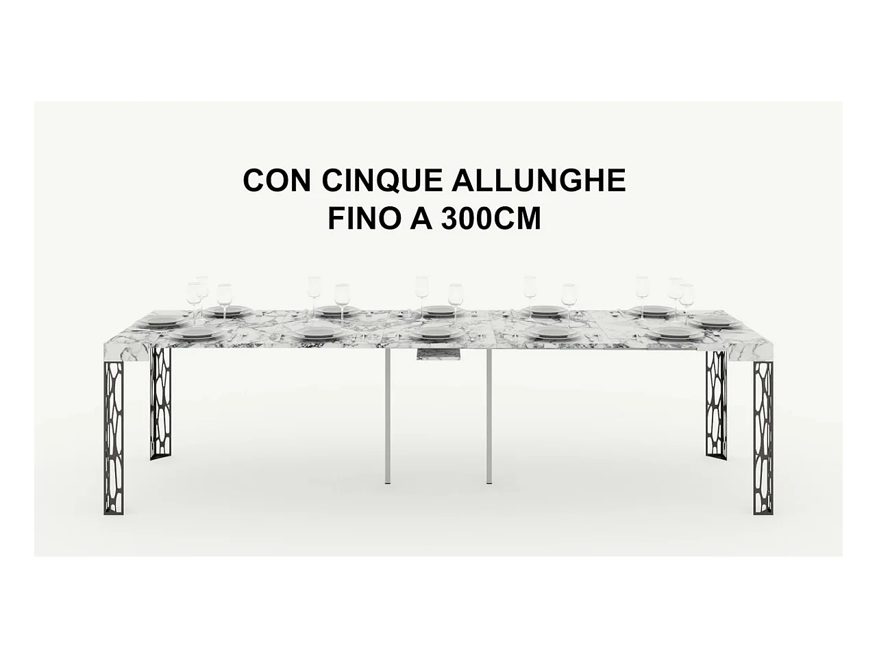 Console extensible 90x40/300 cm Ghibli Noyer cadre Anthracite