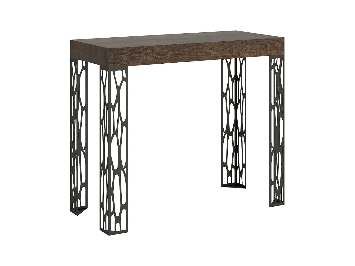 Uitschuifbare sidetable 90x40/300 cm Ghibli walnoot met antraciet frame