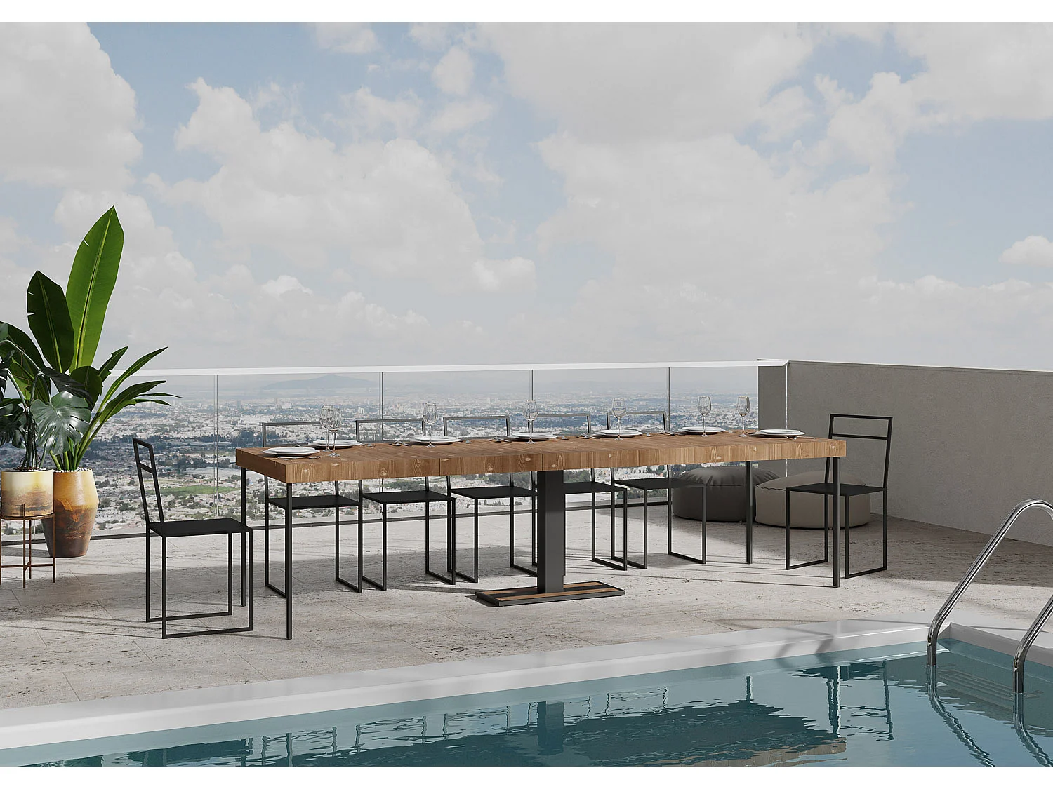 Console Mimosa Premium Sapin Teinté cadre Anthracite